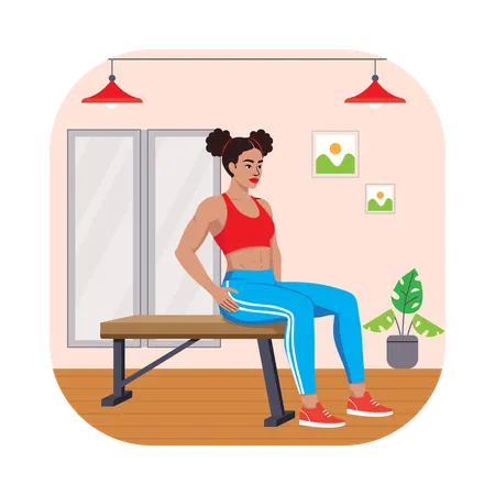 Woman doing Bench Tricep Dips  Illustration