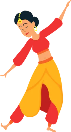 Woman doing bharatnatyam dance  Illustration