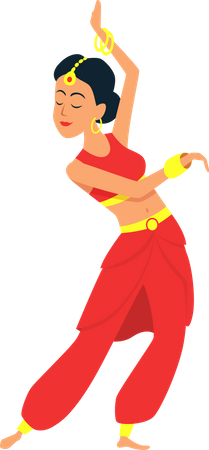 Best Premium Woman doing bharatnatyam dance Illustration download in PNG &  Vector format