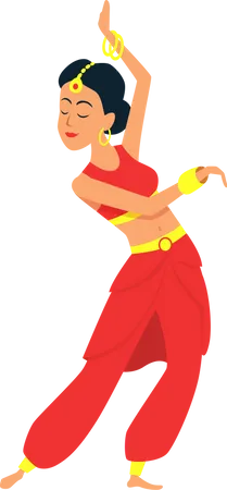 Woman doing bharatnatyam dance  Illustration