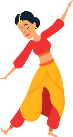 Woman doing bharatnatyam dance  Illustration