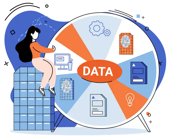 Woman doing big data analytics  Illustration
