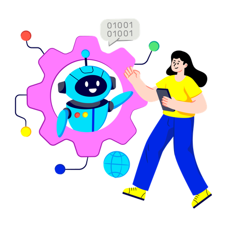 Woman doing Binary Chat  Illustration