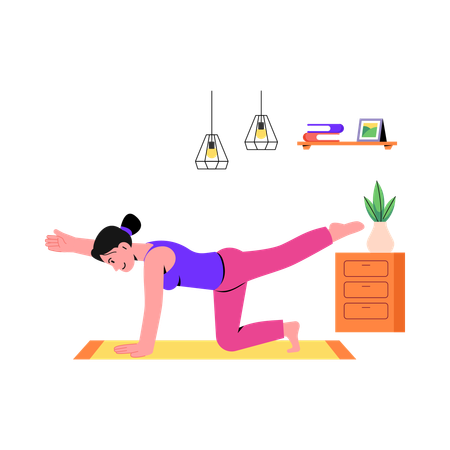 Woman Doing Bird Dog Pose  Illustration