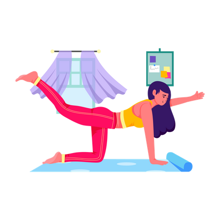 Woman doing Bird Dog pose  Illustration