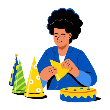 Woman doing birthday preparation  Illustration