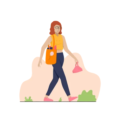 Woman doing birthday shopping  Illustration