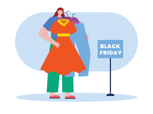 Woman doing Black Friday shopping  Illustration