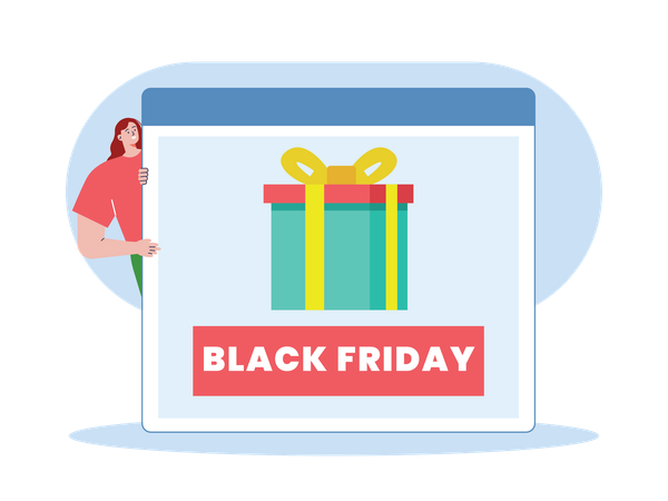 Woman doing Black Friday shopping  Illustration