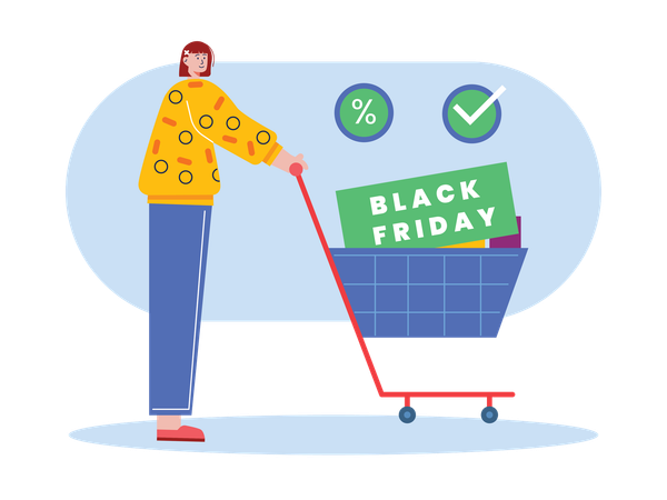 Woman doing Black Friday shopping  Illustration