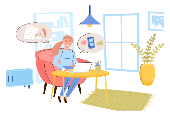 Woman doing blogging  Illustration