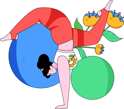 Woman  doing body stretching  Illustration