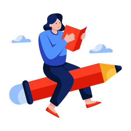 Woman doing Book reading  Illustration