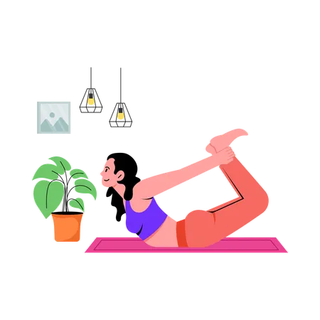 Woman Doing Bow Pose  Illustration