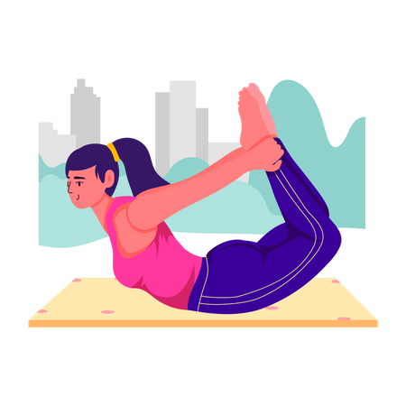 Woman doing Bow Pose  Illustration