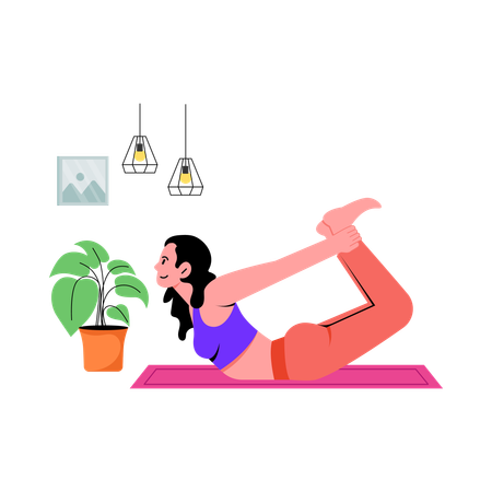 Woman Doing Bow Pose  Illustration