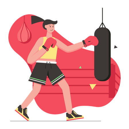 Woman doing boxing Illustration