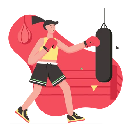 Woman doing boxing Illustration