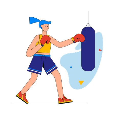 Woman doing boxing  Illustration