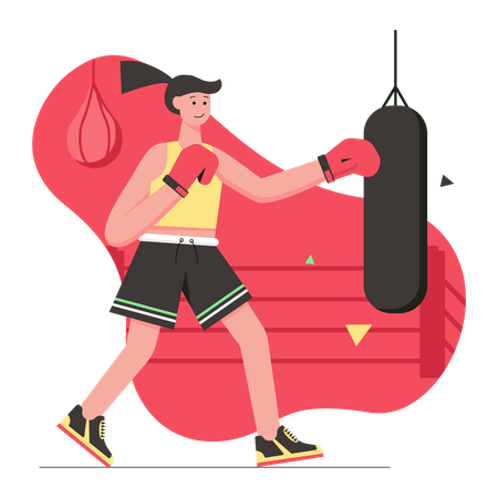 Woman doing boxing  Illustration