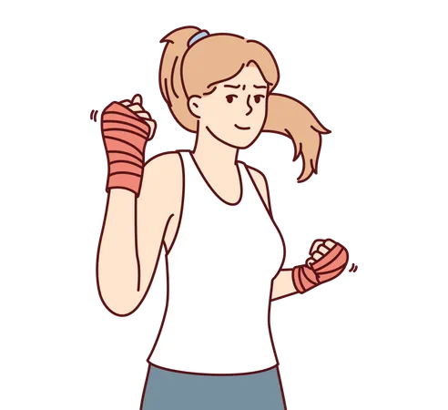 Woman doing boxing practice  Illustration