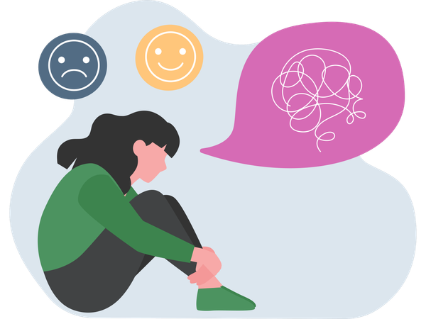 Woman doing Brainstorming  Illustration