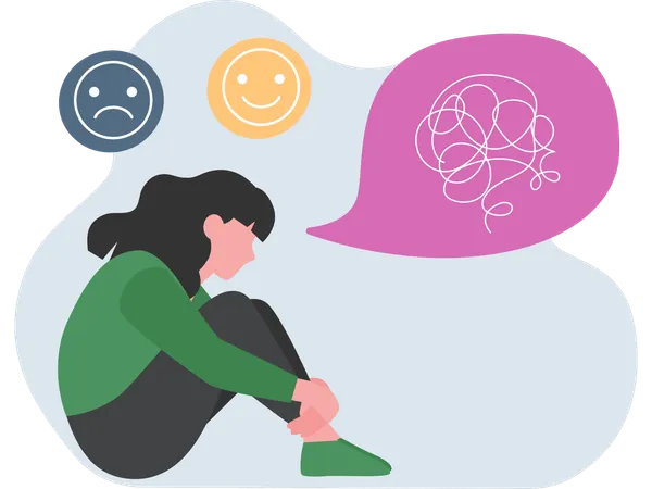 Woman doing Brainstorming  Illustration