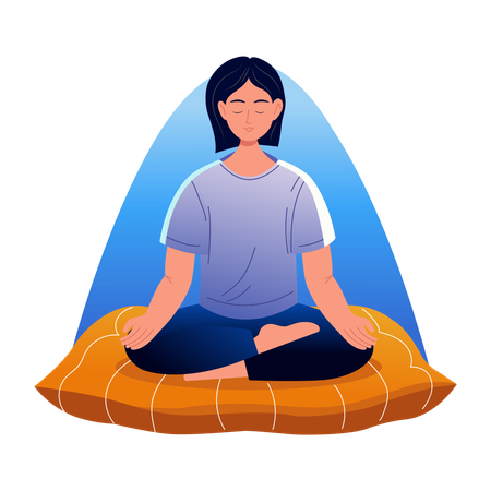 Woman doing breathing exercise  Illustration