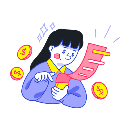 Woman doing Budget Planning  Illustration