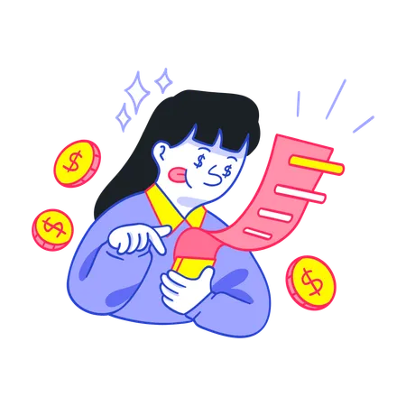 Woman doing Budget Planning  Illustration