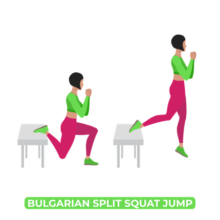 Woman Doing Bulgarian Split Squat Jump  イラスト