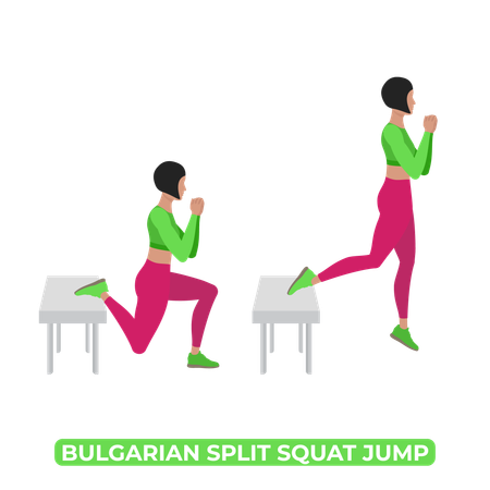 Woman Doing Bulgarian Split Squat Jump  Illustration