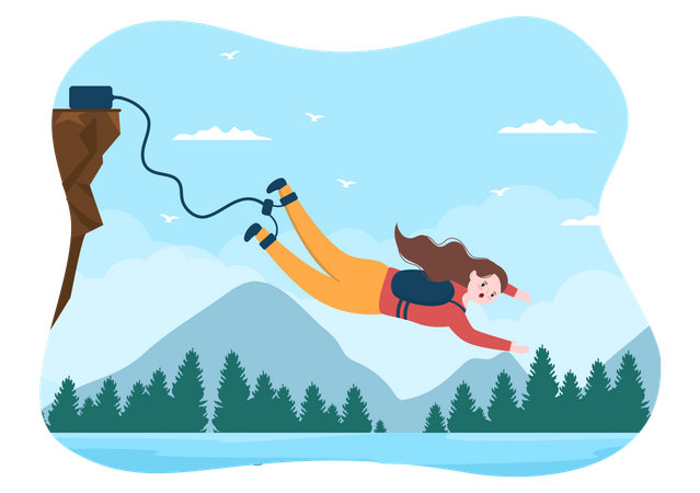 Woman Doing Bungee Jumping  Illustration