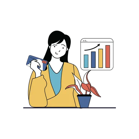 Woman doing business analysis  Illustration