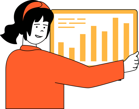 Woman doing business analysis  Illustration