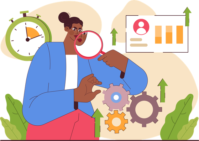 Woman doing business analysis  Illustration