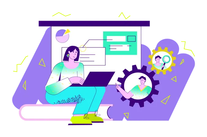 Woman doing business analysis  Illustration