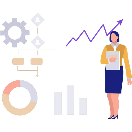 Woman doing business analysis  Illustration