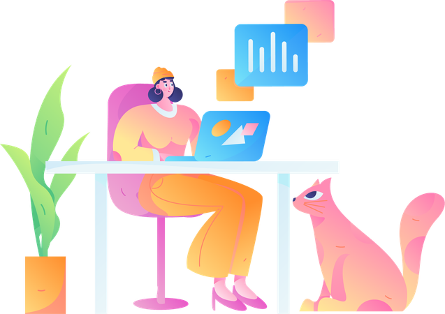 Woman doing business analysis  Illustration