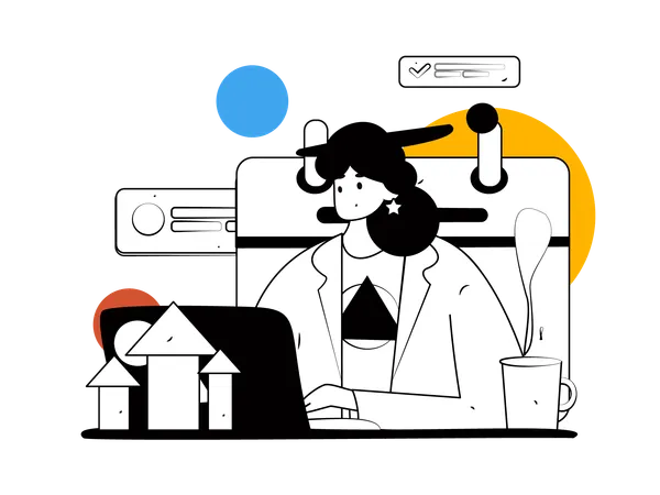 Woman doing business analysis  Illustration