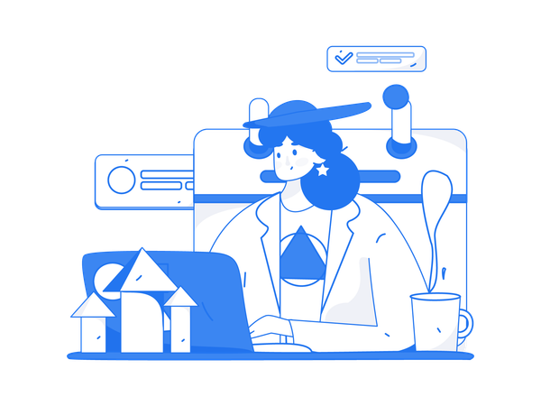 Woman doing business analysis  Illustration