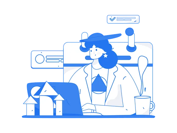 Woman doing business analysis  Illustration