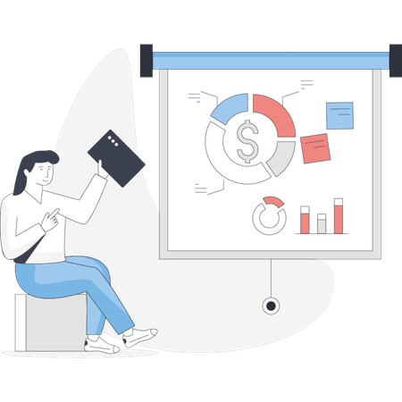 Woman doing business analysis  Illustration