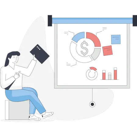 Woman doing business analysis  Illustration