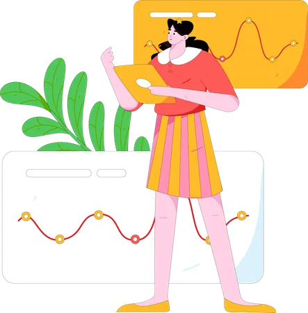 Woman doing business analysis  Illustration