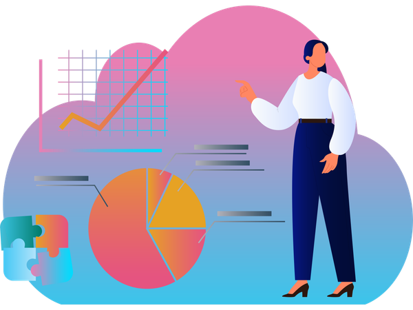 Woman Doing Business Analysis  Illustration