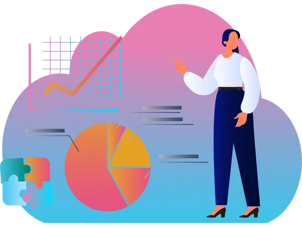 Woman Doing Business Analysis  Illustration