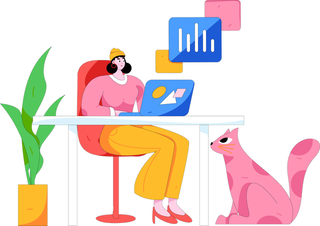 Woman doing business analysis  Illustration