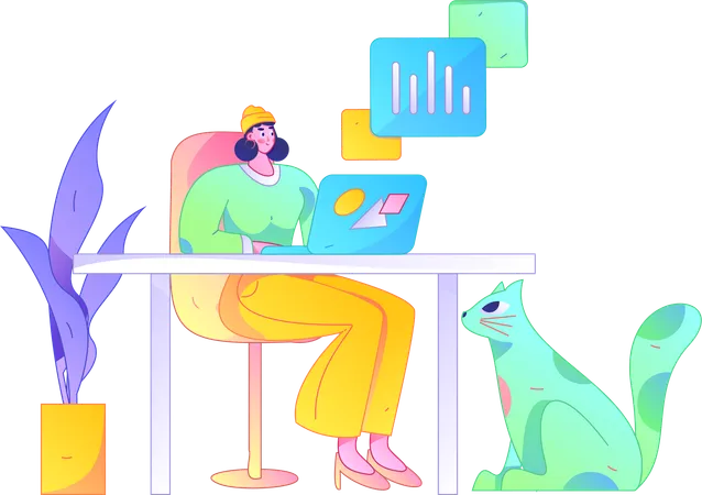 Woman doing business analysis  Illustration