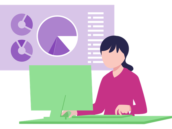 Woman doing business analysis  Illustration